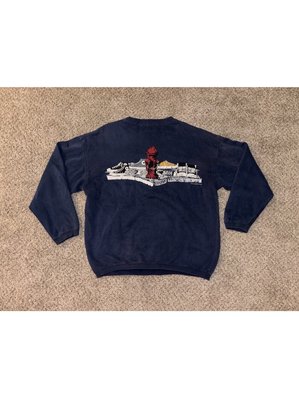 Vintage Converse Sweatshirt Mens XL Chuck Taylor All Star Y2K Pullover Crew Blue
